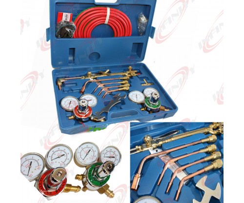 OXYGEN & ACETYLENE WELDING CUTTING OUTFIT TORCH SET GAS WELDER KIT w/15FT HOSES